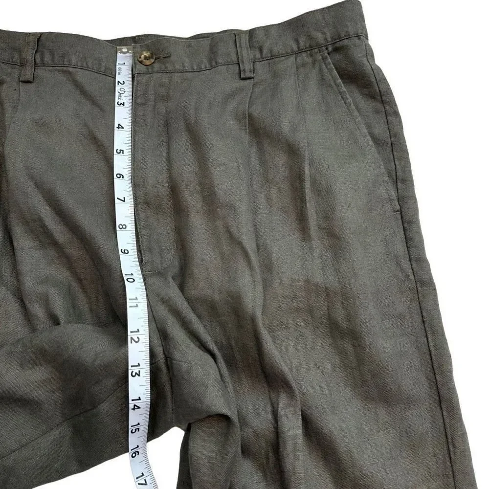 Eddie Bauer Mens Linen Sage Green Dress Pants NWT Size 36x30 Timeless Essential